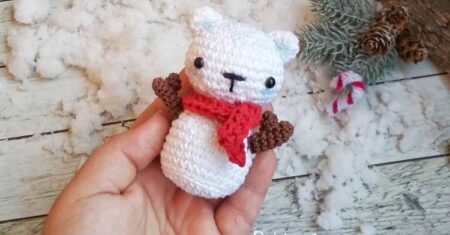 Receita boneco de neve urso amigurumi
