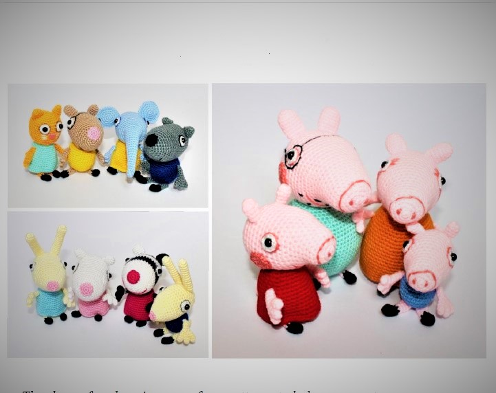 Peppa Pig e Amigos amigurumi.